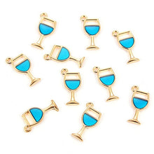 Load image into Gallery viewer, 10PCS Goblet Colorful Enamel Wine In Glass Zinc Alloy Little Pendant Charm Accessories