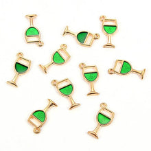Load image into Gallery viewer, 10PCS Goblet Colorful Enamel Wine In Glass Zinc Alloy Little Pendant Charm Accessories