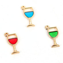 Load image into Gallery viewer, 10PCS Goblet Colorful Enamel Wine In Glass Zinc Alloy Little Pendant Charm Accessories