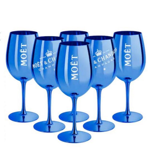 Blue Plastic champagne glass one piece