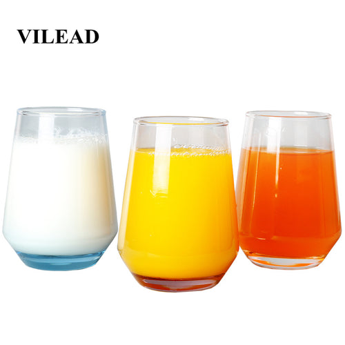 Glass Tumbler Water Bottle Transparent Color Wine Mugs Milk Cups Whiskey Winebowl Office Party Home