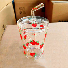 Load image into Gallery viewer, Transparent Glass Cup With Straw
