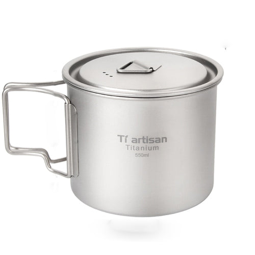 550ml Tiartisan Pure Titanium Folding Handle Travel Cup