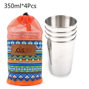 Stainless Steel Camping Cup Picnic Set Cooking Tableware for Outdoor Hiking Backpacking Travel Cups