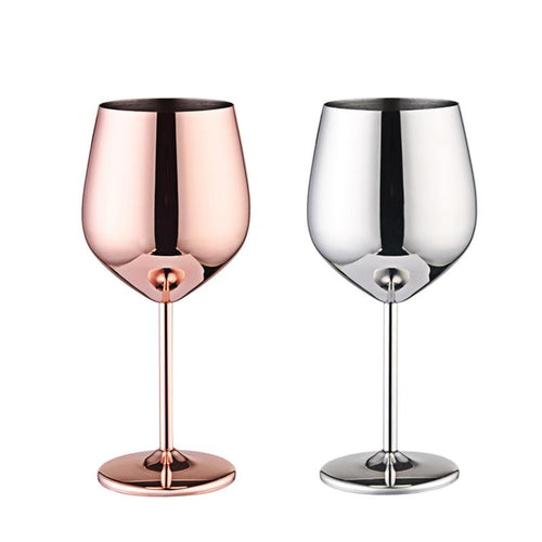 Wine Glasses Copper Silver Rose Gold Stainless Steel Goblet