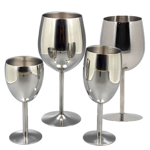 2Pcs Wine Glasses Stainless Steel 18/8 Metal Wineglass  Party Supplies